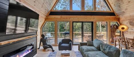 Télévision, cheminée, jeux vidéo