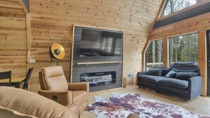 Televisión, chimenea y videojuegos 