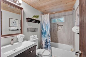 Shower, towels, shampoo