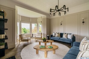 TV connectée, cheminée, livres