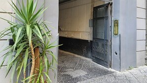 A gated entrance with a metal gate and a small potted plant beside it. - Piazzetta 4 - Holiday Home (Napoli)