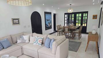 Living room and dining room