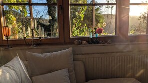 Smart TV, fireplace, ping pong, books