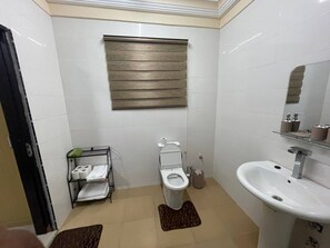 Dusche, Handtücher, Seife, Toilettenpapier