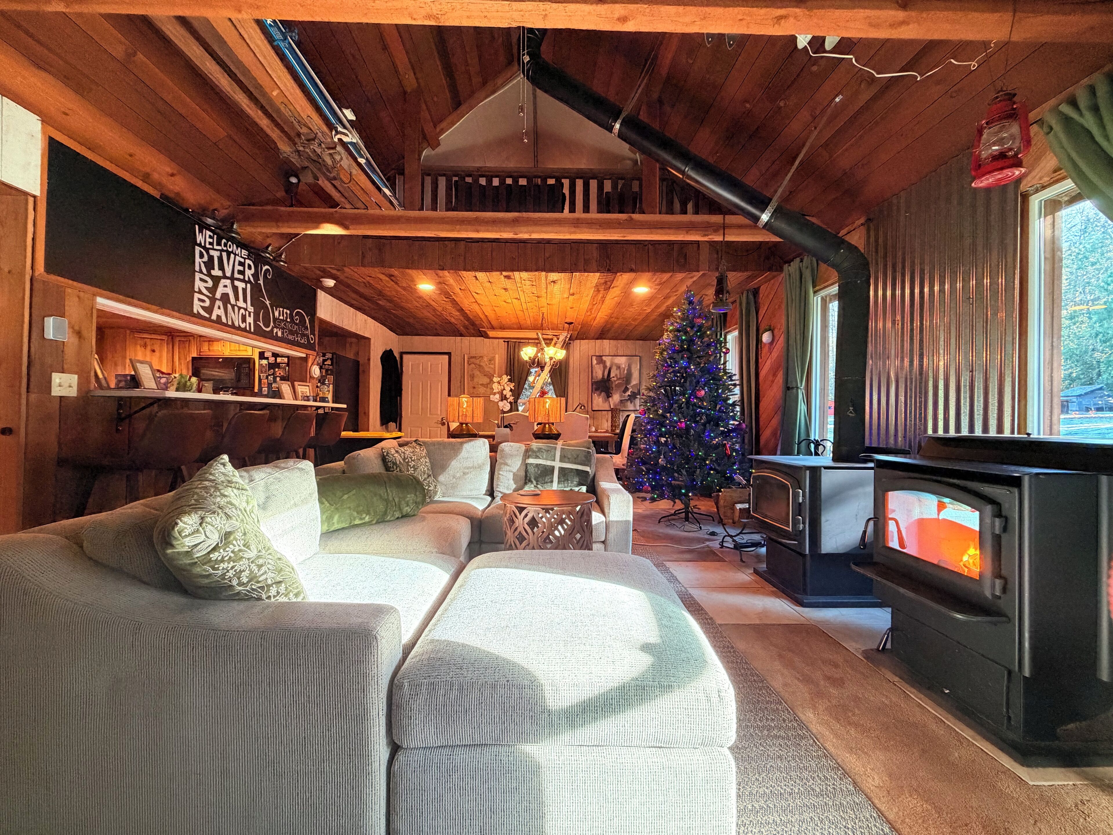 Smart TV, chimenea, libros