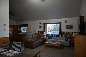 TV, DVD player, books, video library