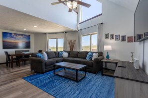 TV, fireplace, video games