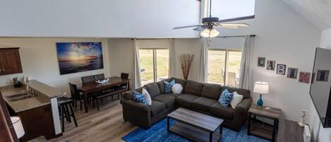 Télévision, cheminée, jeux vidéo