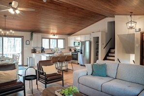 Smart TV, fireplace, foosball, stereo