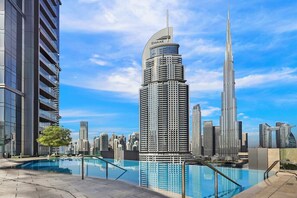 Pool - Burj Khalifa View 2BR | Pool, City Views & Prime Location Near Dubai Mall (Downtown)