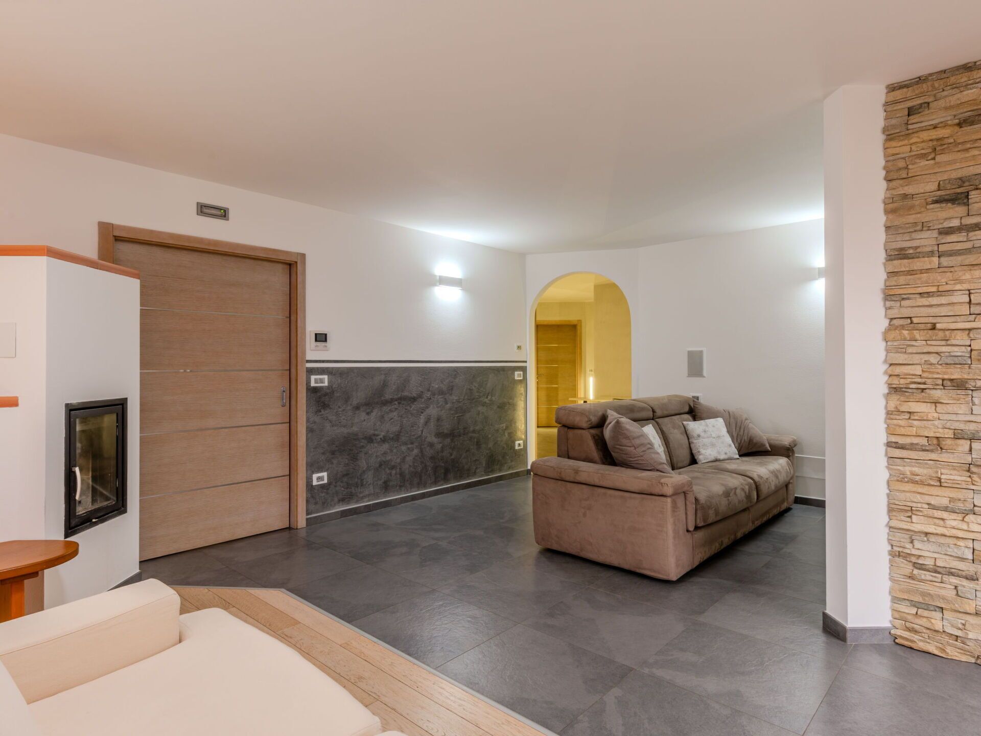 Interior Design, Flooring, Wall, Furniture, Floor, Ceiling, Wood, Room, Lighting, Couch