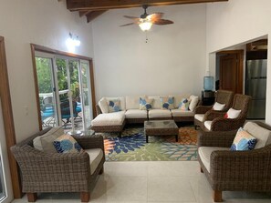 Living area - Beach Front Villa Orchid with private pool (Palmetto Bay)