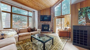 Smart TV, chimenea y reproductor de DVD 