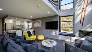 TV, fireplace - Pilot 1 Chalet an expansive open plan 3 level ski chalet (Thredbo)