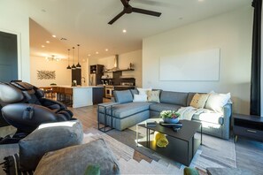 Smart TV, fireplace, video games, books