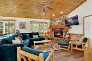 Cabin, Multiple Beds, Patio, Mountain View (2128) | Living area | Fireplace - Lookout Lodge #2128 (Big Bear City)