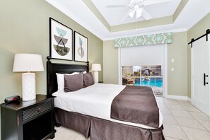 4 bedrooms, desk, iron/ironing board, travel cot