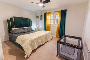 4 bedrooms, iron/ironing board, travel cot, WiFi