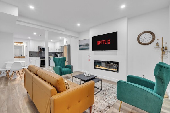 Smart-tv en een open haard