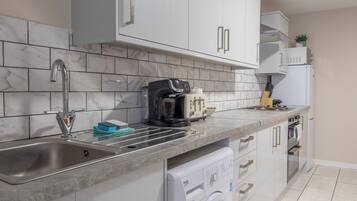 Fridge, microwave, oven, dishwasher