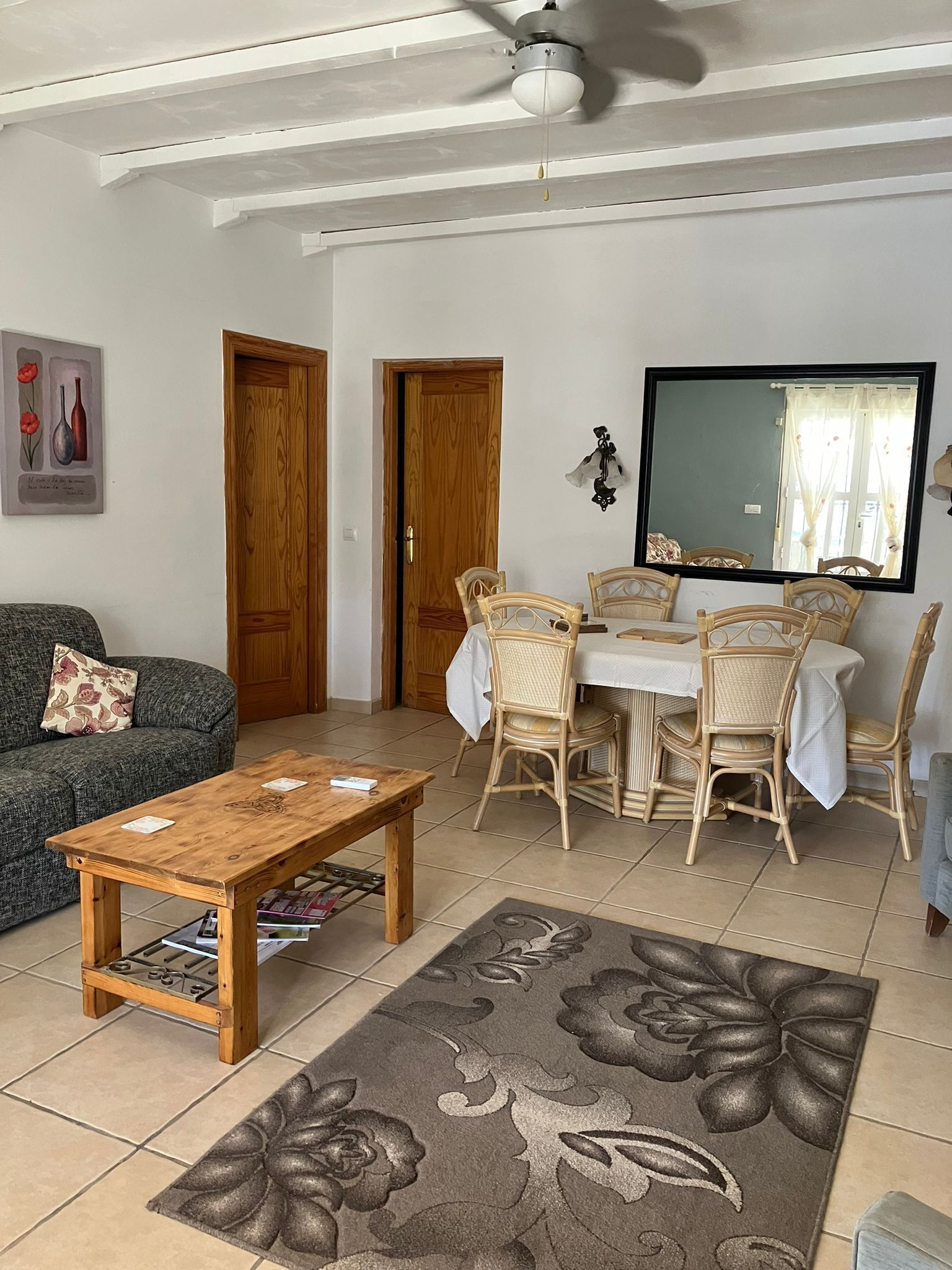 Smart TV, chimenea y libros 