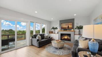 Smart TV, fireplace, video games, books