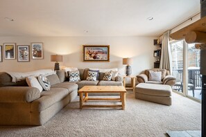 Smart TV, fireplace, video library