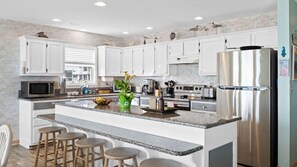 Fridge, microwave, oven, stovetop - Alternative Wave I Gorgeous Oceanfront House with Private Pool and Great Views! (Ocean Isle Beach)