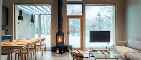 TV, fireplace, stereo