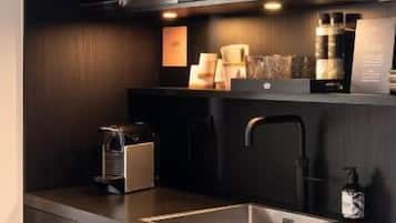 Family Quadruple Room | Private kitchen | Espresso maker, coffee/tea maker, electric kettle