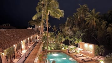 2 outdoor pools, open 6:00 AM to 6:00 PM, pool umbrellas, pool loungers