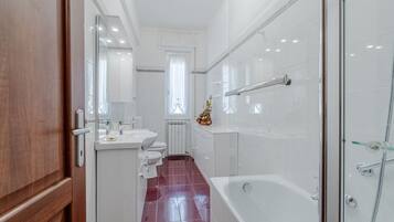 Haartrockner, Bidet, Handtücher, Toilettenpapier