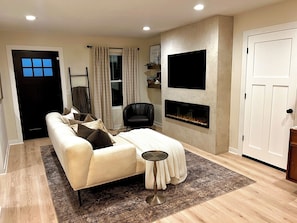 Smart TV, fireplace, printers