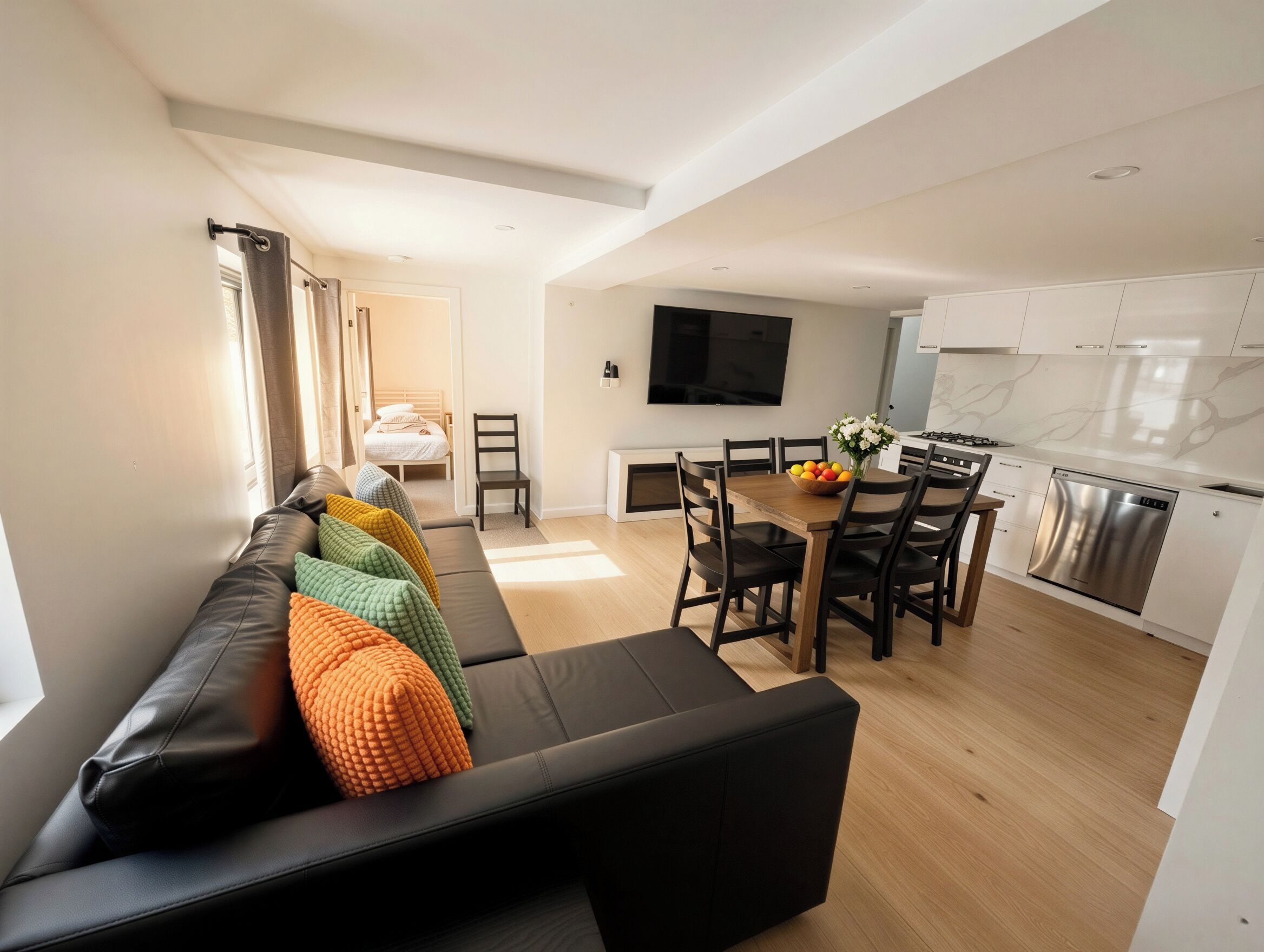 Smart TV, caminetto, libri