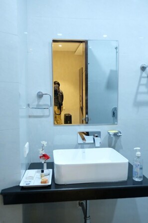 Slippers, towels, soap, shampoo