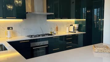 Fridge, oven, stovetop, dishwasher