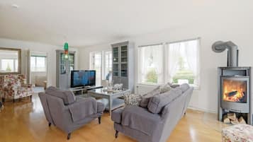 Fernseher, Kamin, Stereoanlage