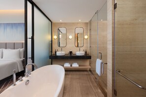Junior Suite with King bed, city view, 15% F&B discount, 4 pieces laundry | Bathroom | Bathrobes, slippers, bidet, towels - Novotel New Delhi City Centre (New Delhi)