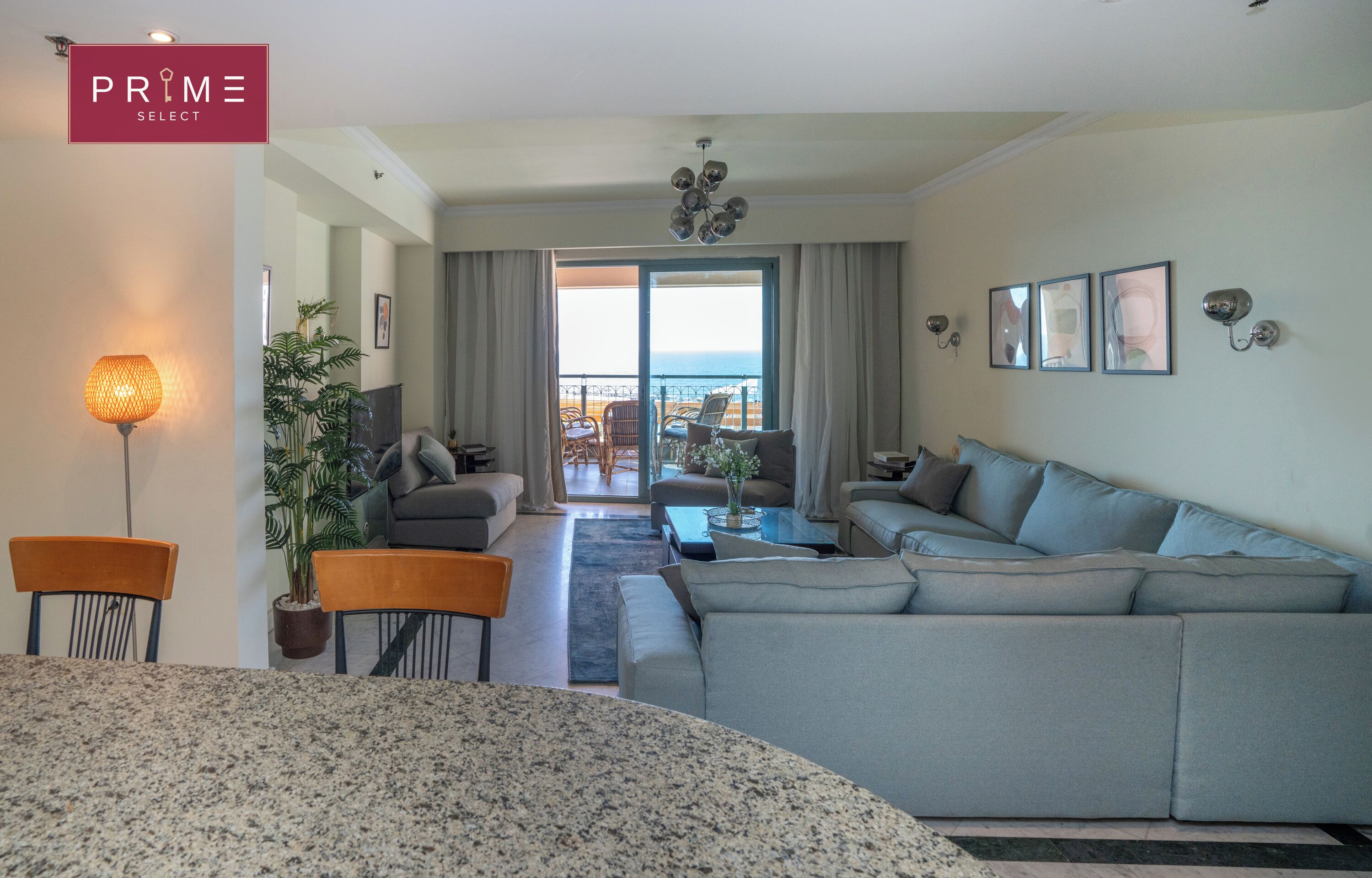 Appartement, 2 chambres, vue mer | Coin séjour | Télévision à écran plat