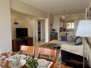 TV, offices - Lighthouse Beach | 3BR Seafront Apt | 50m to Beach | Sea Views | Sleeps 6 (Paphos)