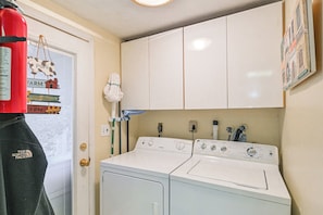 Convenient laundry facilities with a washer and dryer for your needs.