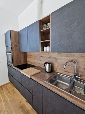 Comfort Apartment, 2 Bedrooms, City View | Private kitchen | Electric kettle, toaster - Apartments Egis Koper (Koper)