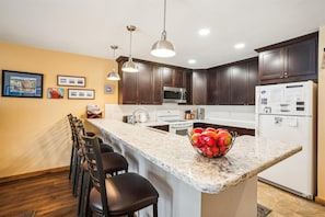 Fridge, microwave, oven, stovetop - Cozy 1BR condo in Breckenridge with hot tub and wooded views Atrium 005! (Breckenridge)