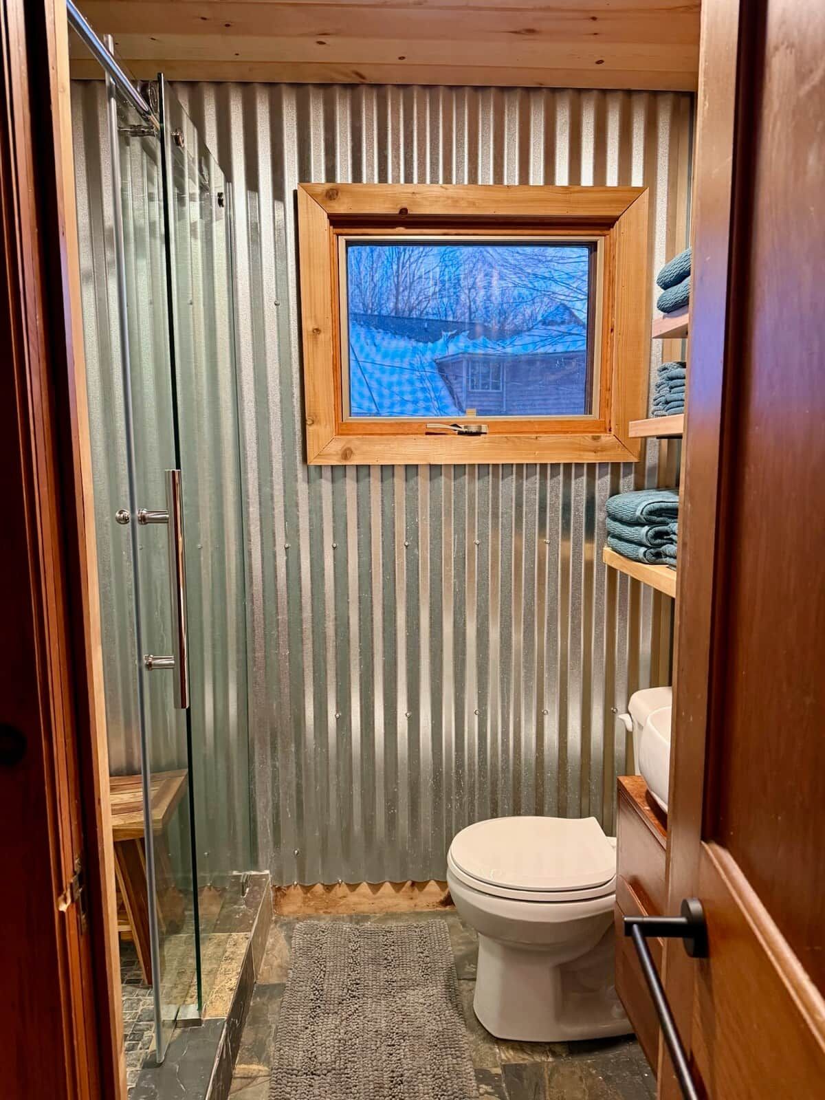 Shower, hair dryer, soap, shampoo