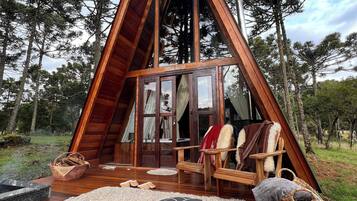 Chalet, 1 trĂšs grand lit, vue jardin