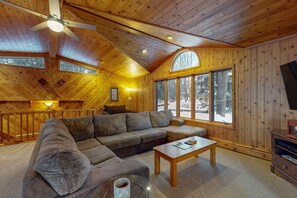 TV, fireplace, DVD player, stereo - Serene Lakefront Home with Fire pit, Dock, WIFI, & Dog-Friendly (Lake Tomahawk)