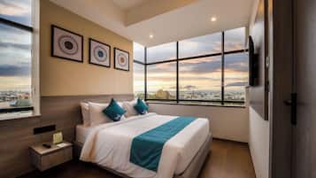 In-room safe, desk, laptop workspace, blackout curtains