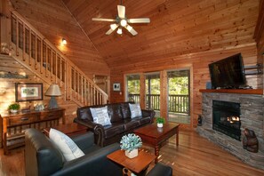 TV connectée, cheminée, chaîne hi-fi