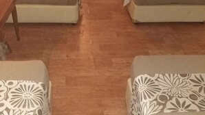 A room with two sofas, a small table, and a patterned rug. - D Riverside Inn (Melaka)