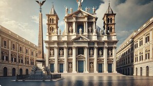 A grand building with a central dome, flanked by two towers and statues. - Belli San Giovanni Guest House (Rome)